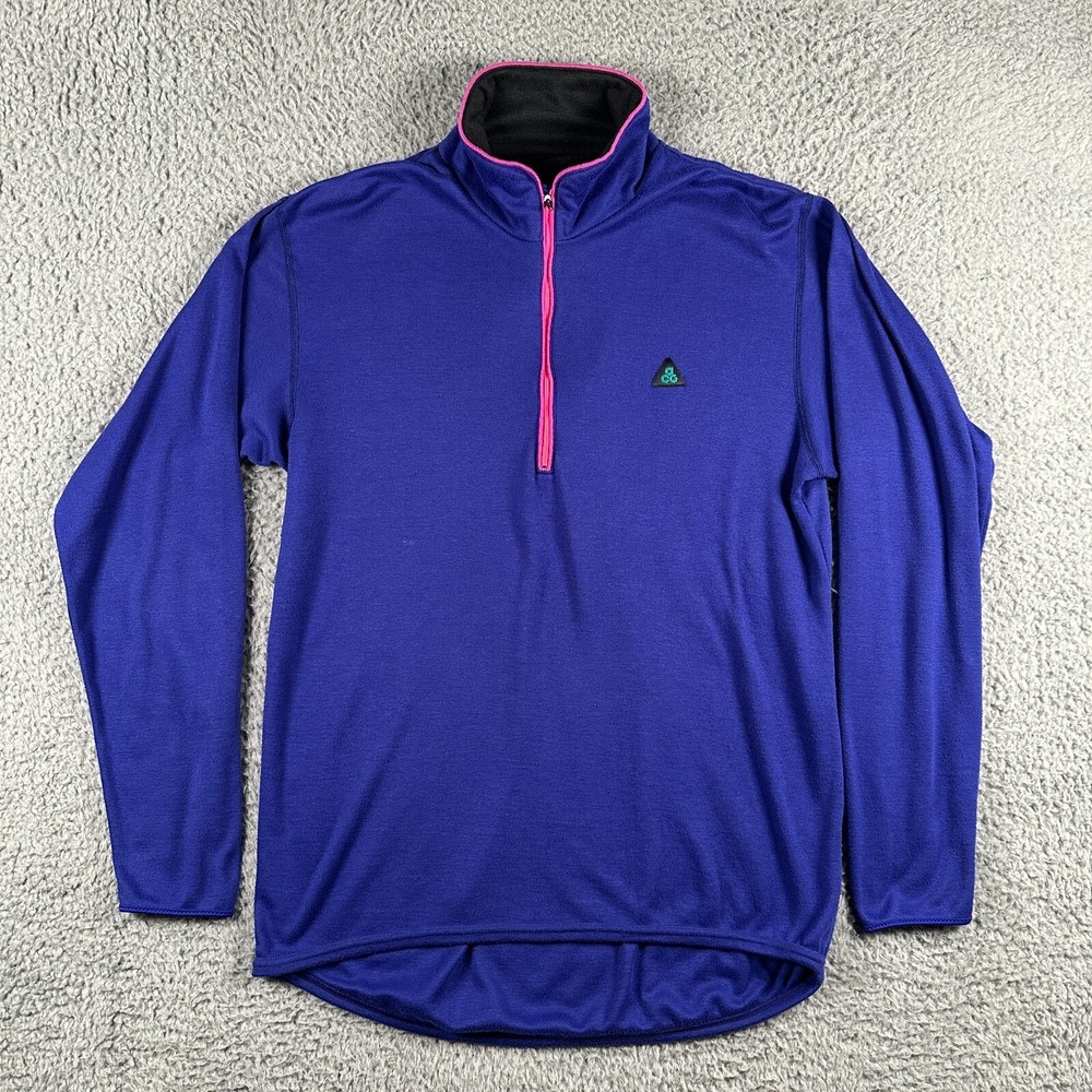 Vintage Nike ACG Sweater Mens‎ XL Blue Pink 1/4 Zip Fleece Pullover Y2K US Made